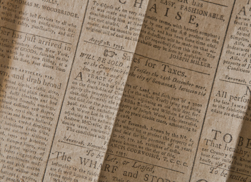 Eighteenth Century Newspaper: Classifieds