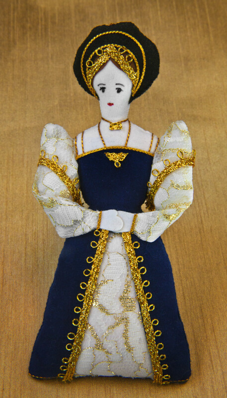 England Jane Seymour Third Wife of King Henry VIII Hand Made Doll with Cloth and Gold Applique (Full View)