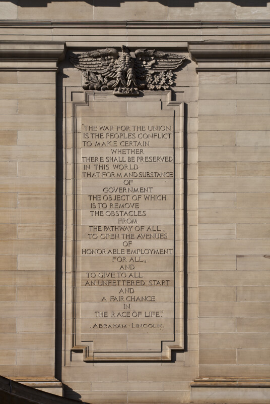Engraving of Lincoln Quote at the Soliders and Sailors' Memorial Hall