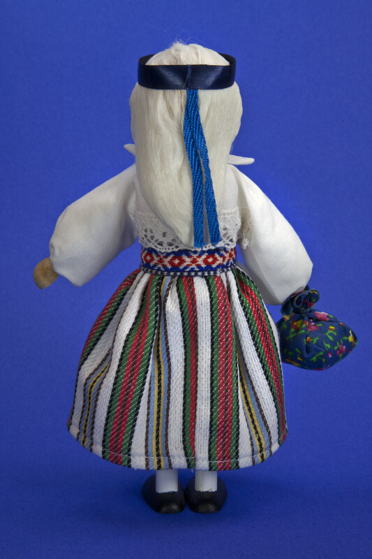 Estonia Handcrafted Female Made from Wood with Painted Face (Back View)