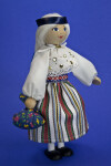 Estonia Handcrafted Female Made from Wood with Painted Face (Three Quarter View)