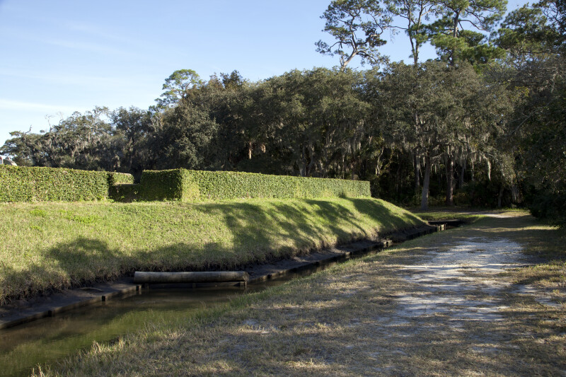 Exterior Walls of the Fort Caroline Reconstruction from the Moat