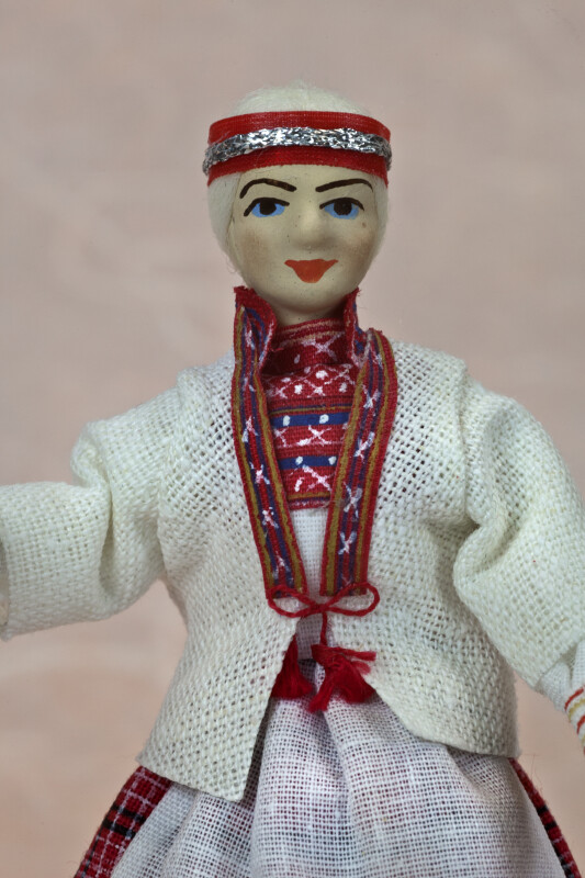 Finland Ceramic Doll with Hand Painted Face and Headband (Close Up)