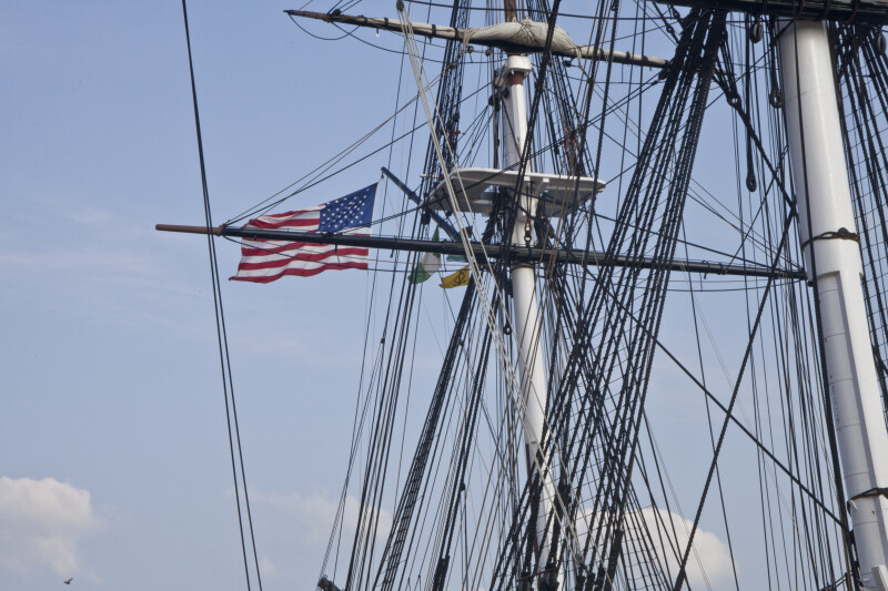 Flags Flying from the Mast of the USS Constitution