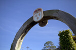 Fleur-de-Lis Plaque on a Wooden Archway