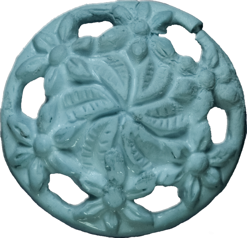 Floral Button with Cut-Outs, Light Blue