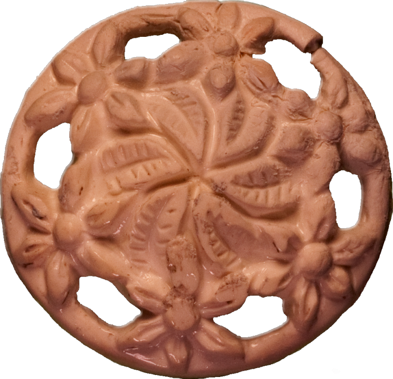 Floral Button with Cut-Outs, Tan