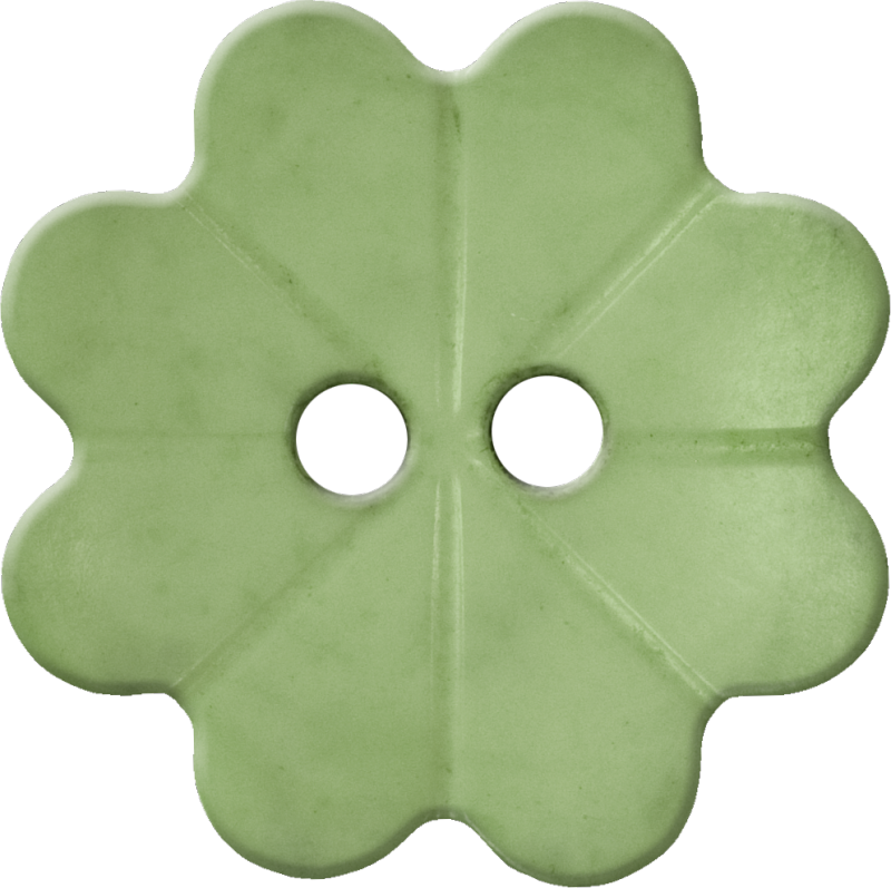 Floral Button with Eight Petals, Light Green