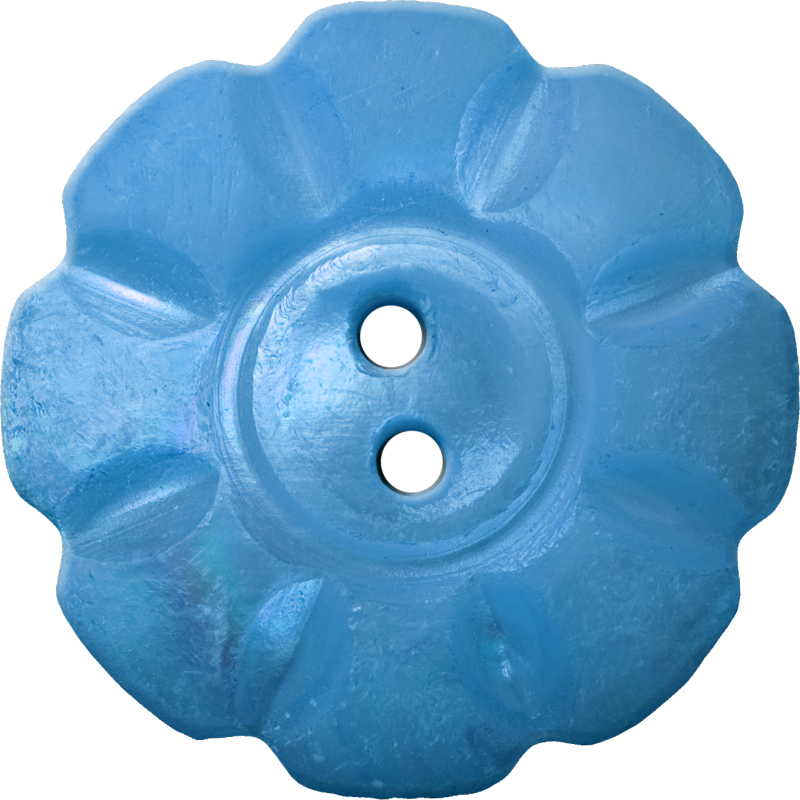 Floral Button with Eight Squarish Petals, Blue
