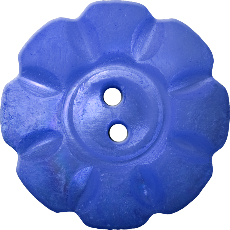 Floral Button with Eight Squarish Petals, Dark Blue