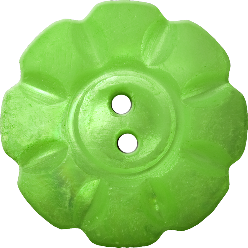Floral Button with Eight Squarish Petals, Light Green