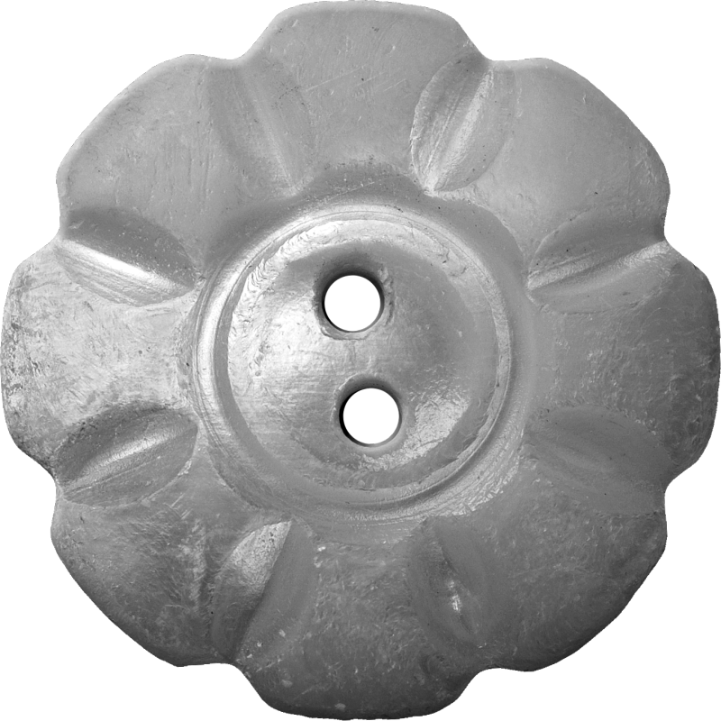 Floral Button with Eight Squarish Petals, Silver