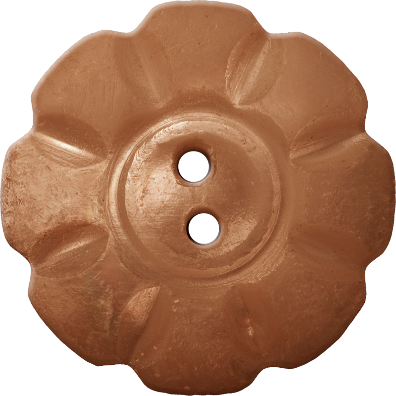 Floral Button with Eight Squarish Petals, Tan