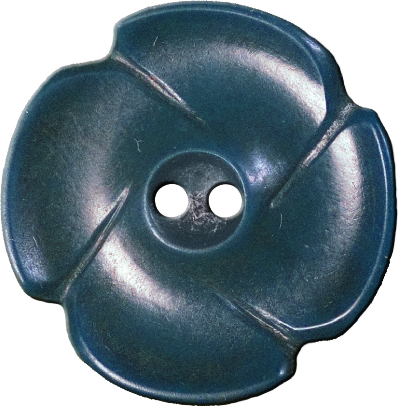 Flower Button with Four Petals, Blue-Grey