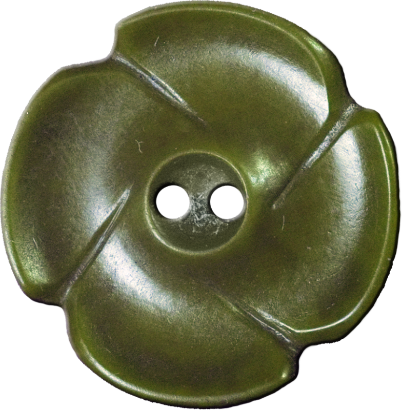 Flower Button with Four Petals, Olive Green