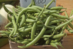 Fresh Green Beans in Wooden Basket