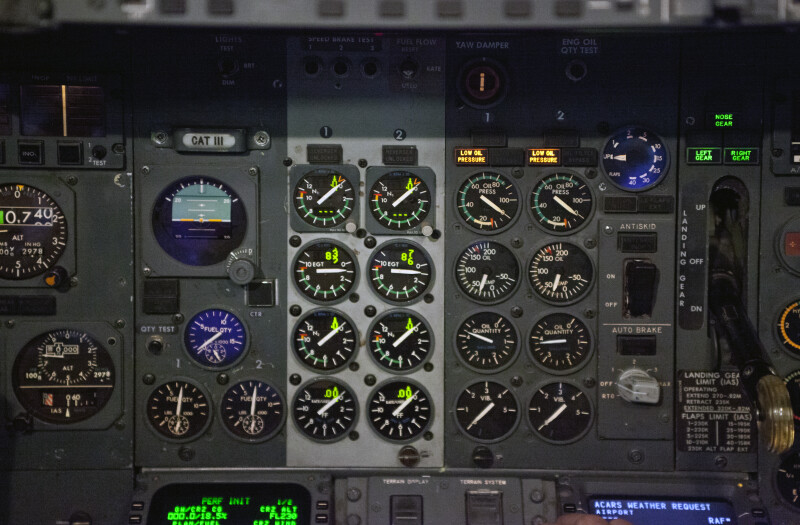 Gauges on an Airplane's Control Panel