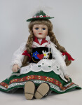 Germany Porcelain Schneider Girl Wearing Traditional Dress, Apron, Hat, and Shawl  (Full View)