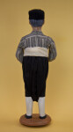 Greece Man Made with Ceramic and Wire Wearing Felt Hat, Vraka Pants, and Sash (Back View)