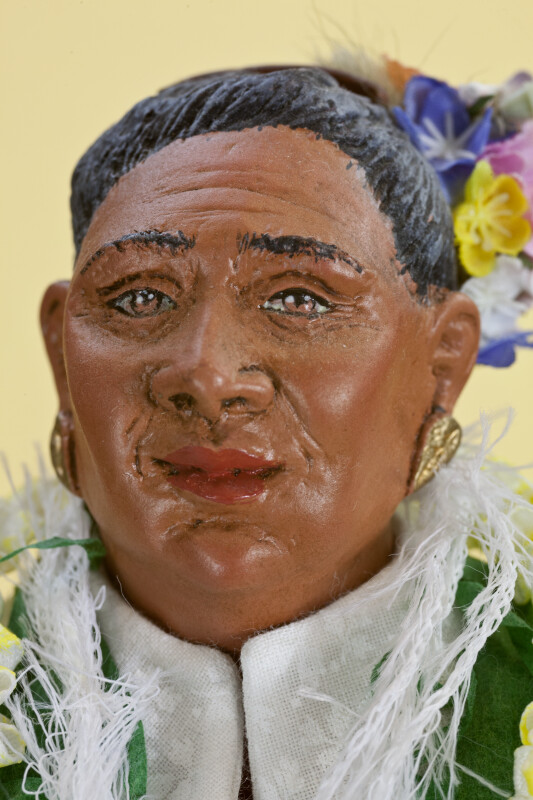 Hawaii Woman with Hand -painted, Wrinkled Face and Grey Hair (Close Up)