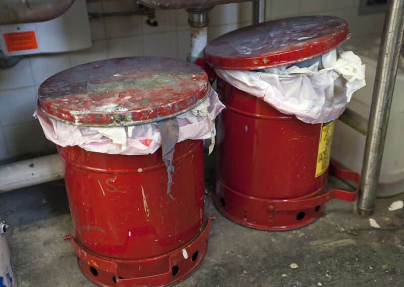 Hazardous Waste Containers in a Painting Studio