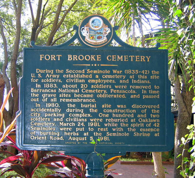 Historical Marker Dedicated to the Fort Brooke Cemetery