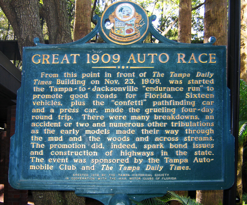 Historical Marker Dedicated to the Great 1909 Auto Race