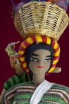 Honduras Fabric Doll with Embroidered Face Carrying Baby Made from Wire Covered Tape (Close Up)