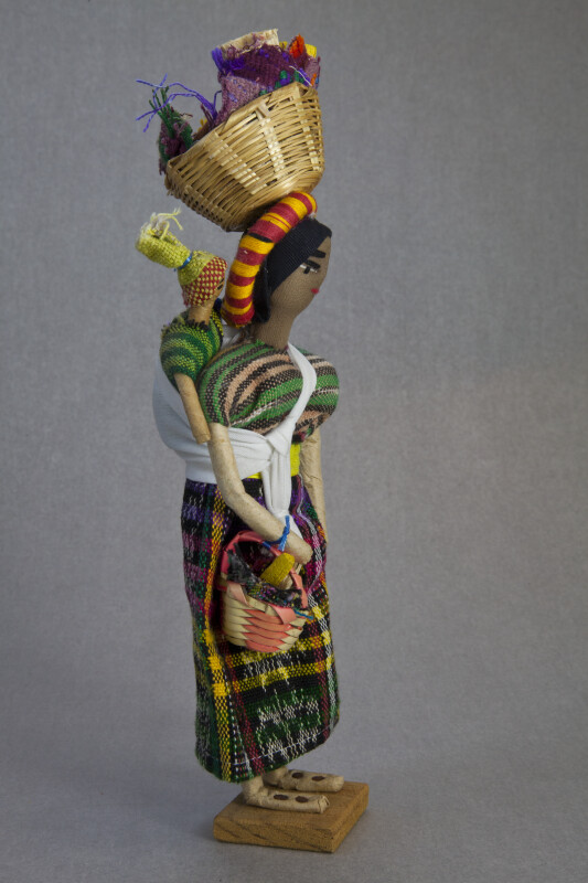 Honduras Figurine of a Woman with a Baby Strapped to Her Back (Three Quarter View)