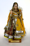 India Bride Doll from Rajasthani Wearing Red and Gold Dress with Choli, Ghagra, and Dupatta (Full View)