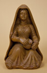 India Clay Sculpture of Woman with Intricate Designs on Scarf and Dress (Full View)