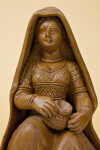 India Handcrafted Sculpture of Woman with Elegant Dress Holding Pot (Close Up)