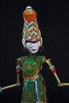 India Rama Rod Puppet with Batik Skirt and Jointed Arms (Three Quarter View)