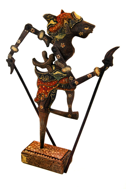 Indonesia Shadow Puppet Representing a Character from Ancient Sanskert Ramayana Story (Full View)