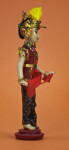 Indonesia Small Doll Wearing Gold Head Piece and Batik Skirt (Three Quarter View)