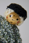 Ireland Sheepshearer Doll with Wool Coat and Wood Bead for Head (Close Up)