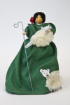 Ireland Woman Shepherd Doll with Long Cotton Dress and Two Lambs Made from Wool (Full View)