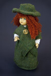 Irish Girl Handcrafted from Ceramic, Fabric, and Yarn (Three Quarter View)