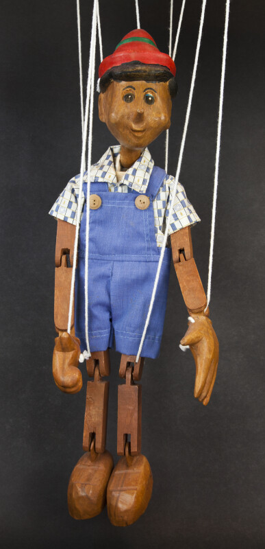 Italy Pinocchio Jointed String Marionette Made from Wood (Full View)