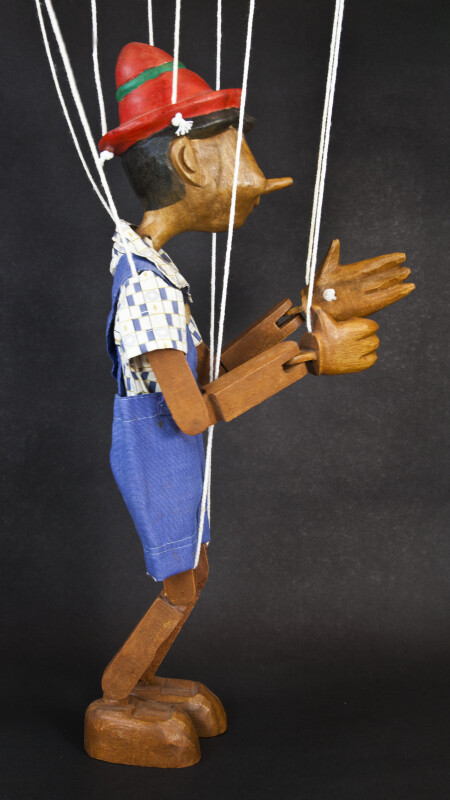 Italy Pinocchio Toy Puppet Marionette Controlled with Strings  (Profile View)