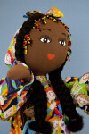 Jamaica Cloth Doll with Braids and Beads in Her Hair (Close Up)