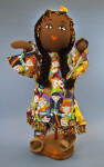 Jamaica Stuffed Cloth Doll with Bright Cotton Dress and Scarf (Full View)
