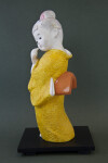 Japan Hand Painted Ceramic Doll with Kimono and Kanzashi Hair Ornament  (Profile View)