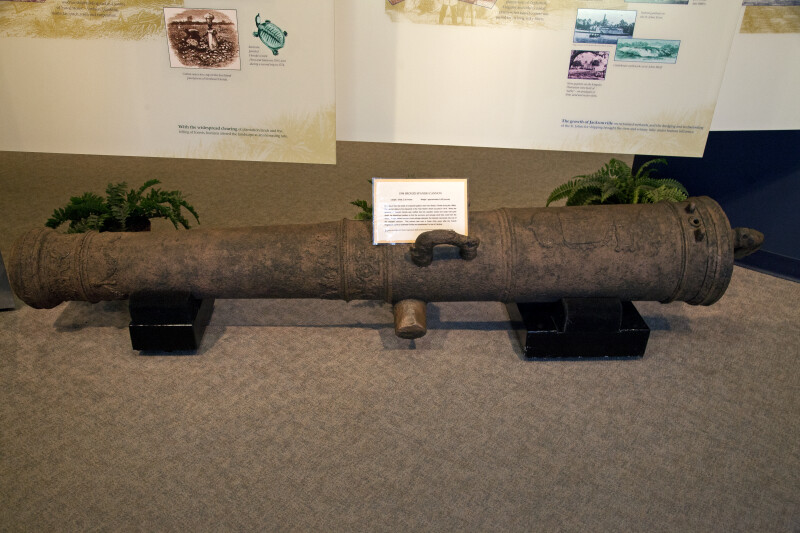 Left Side of a Cannon on Display at the Timucuan Preserve Visitor Center of Fort Caroline National Memorial