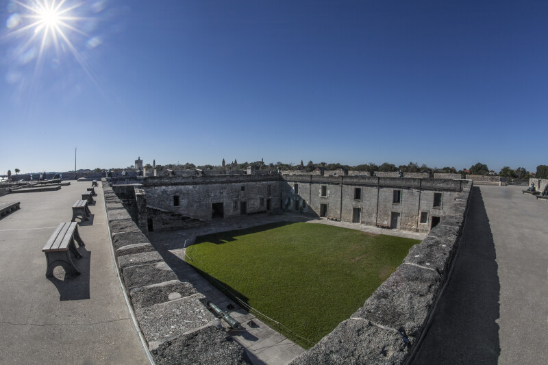 Looking Southwest Over Court of Castillo de San Marcos from Northeast Bastion