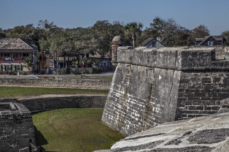 Main Wall and Parapet of Castillo de San Marcos' Southwest Bastion Viewed from the Southeast Bastion
