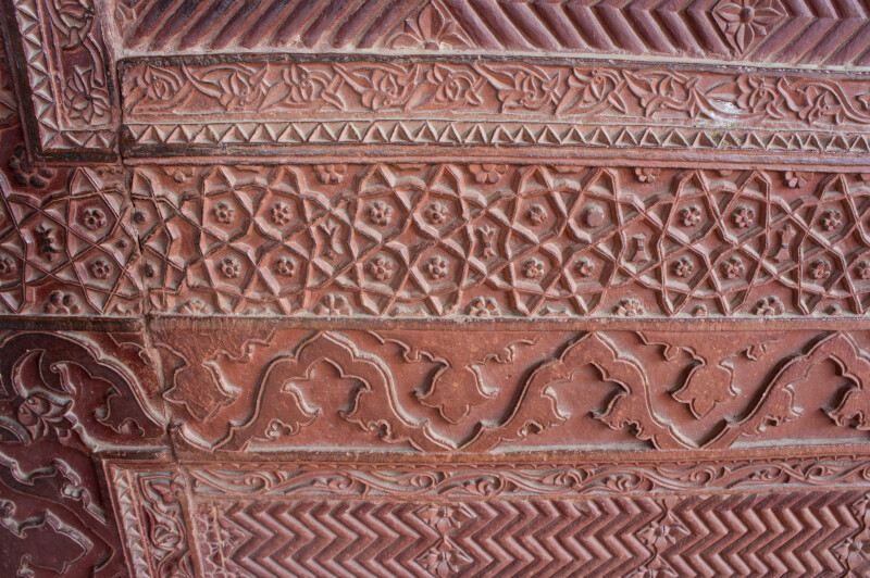 Many Detailed Patterns in Red Sand Stone