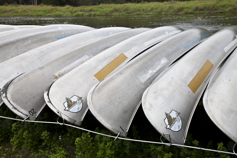 Metal Canoes Attached to a Wire at Myakka River State Park