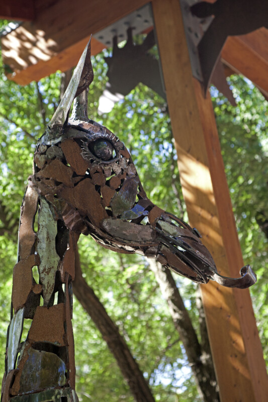 Metal Giraffe Head at the Sacramento Zoo