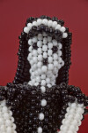 Mexico Beaded Face of Doll with Black Hair (Close Up)